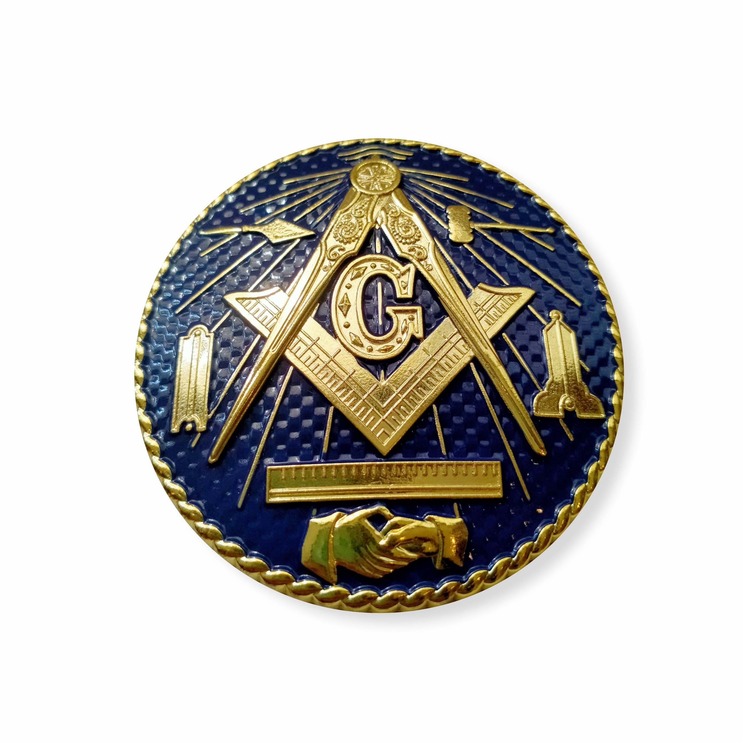 Mason Freemason Symbol Blue Grey Circle Bike Motorcycle Hat Cap lapel Pin 